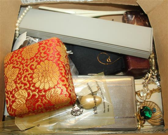 Silver items including - Iona brooch, albert identity bracelet, costume jewellery and empty boxes